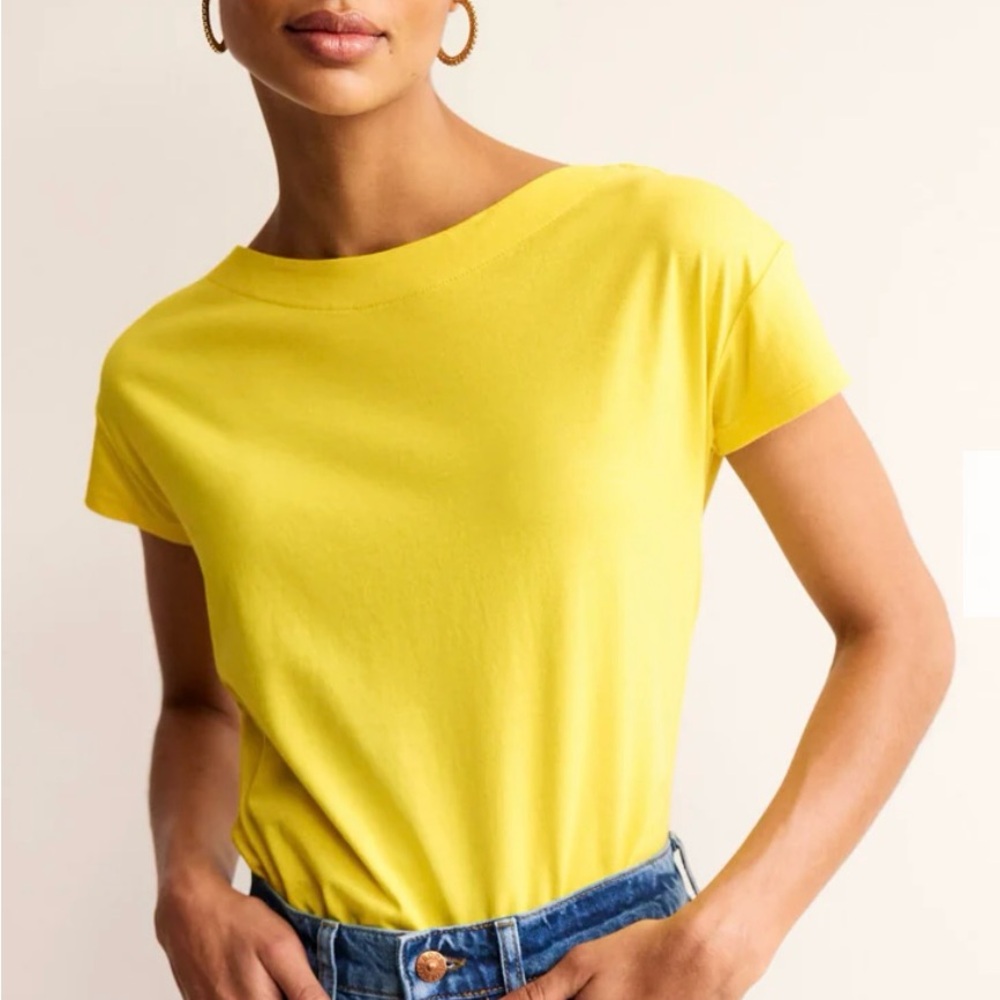 Boden Yellow Fitted Short Sleeve T-Shirt